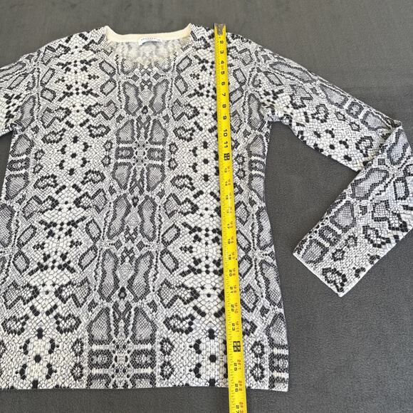 Equipment Sweater Snakeprint Sweater Medium Gray White Long Sleeve 100% Cashmere - Picture 5 of 7